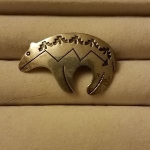 Native American sterling bear brooch